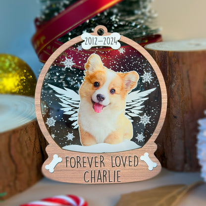 Custom Dog Memorial Photo Wood and Acrylic Ornament