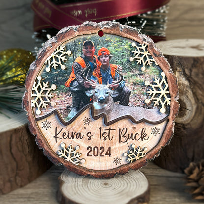 Custom Hunting Photo 2-Layer Wood Ornament