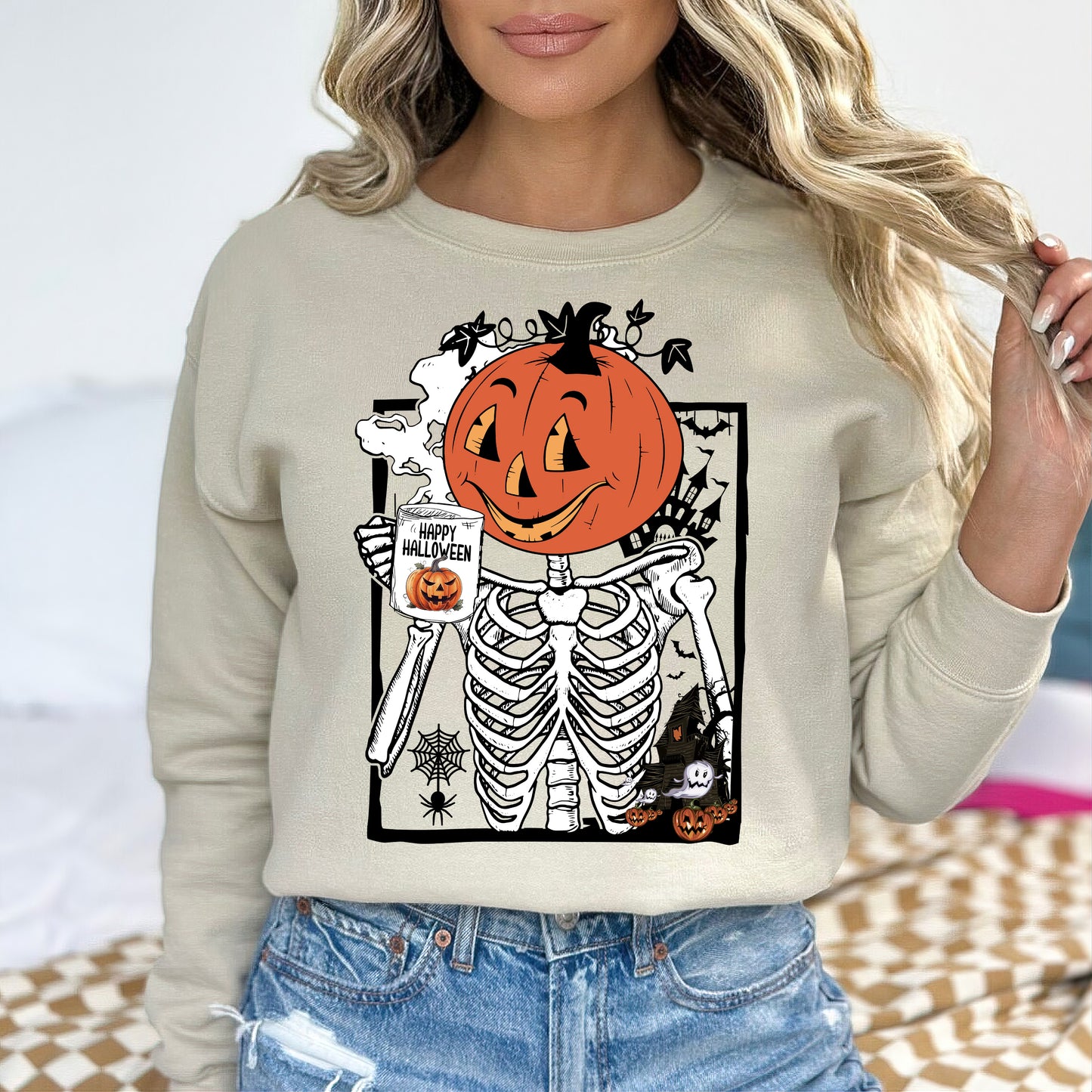 Pumpkin Halloween Drinking Coffee Shirt