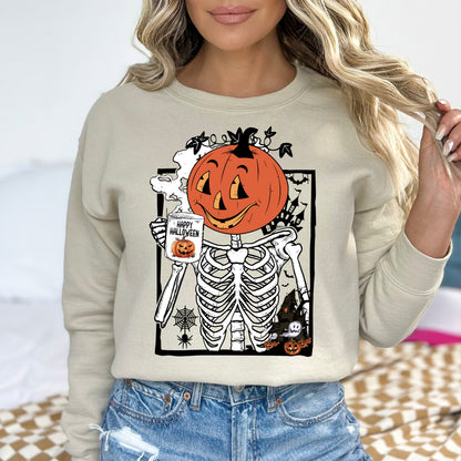 Pumpkin Halloween Drinking Coffee Shirt