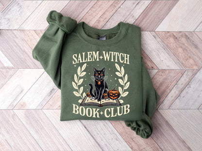 Salem Witch Book Club Black Cat Shirt