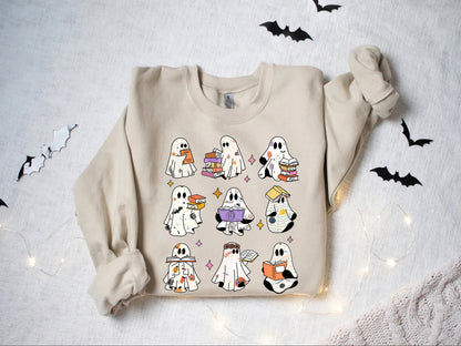 Ghost Reading Books Halloween Shirt