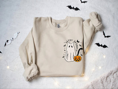 Embroidered Stay Spooky Cat Halloween Shirt