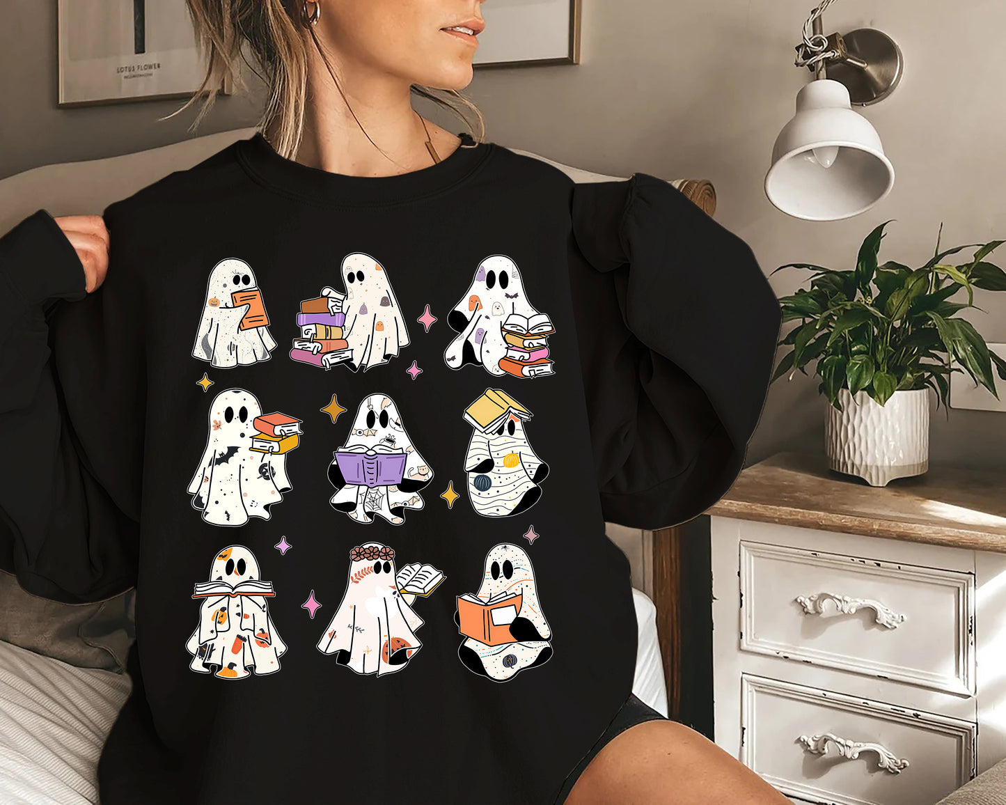 Ghost Reading Books Halloween Shirt