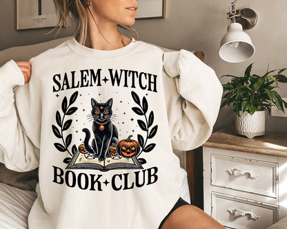 Salem Witch Book Club Black Cat Shirt