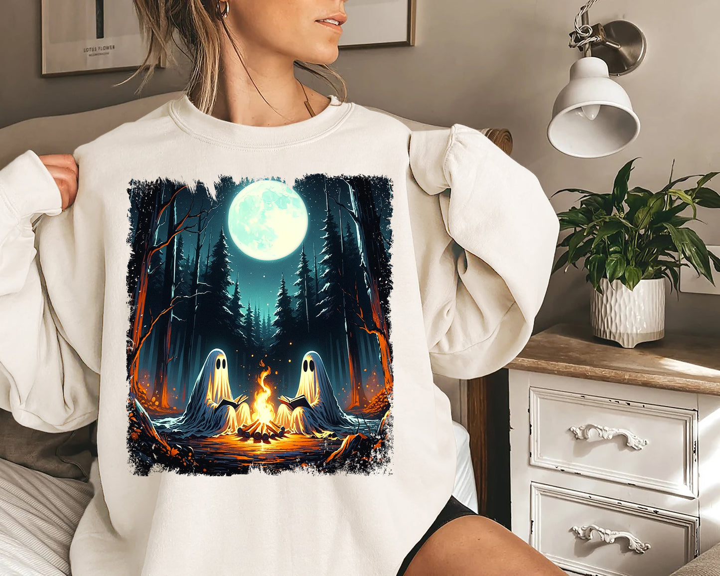 Ghost Reading Books Halloween Shirt