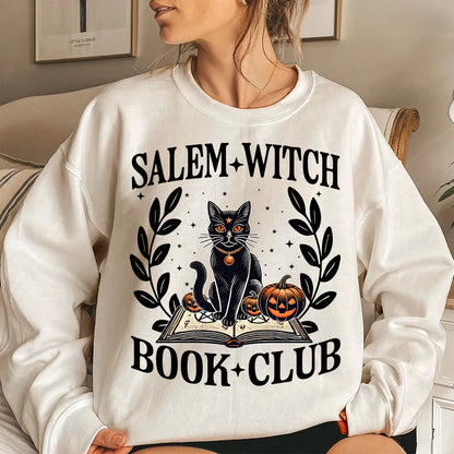 Salem Witch Book Club Black Cat Shirt