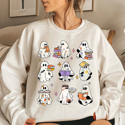 Ghost Reading Books Halloween Shirt